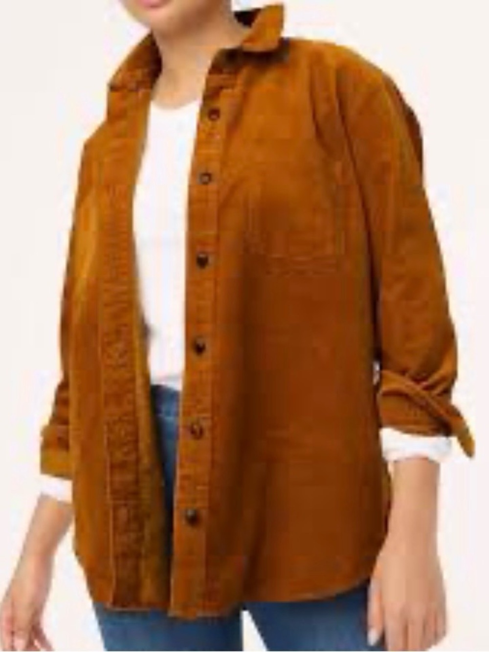 J. Crew Cotton Stretch Corduroy Shirt Jacket in Golden Brandy Size Medium Petite